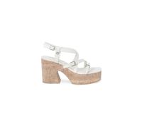 Guess, Femme, Chaussures, Beige, Taille: 40 EU Sandales à Talons Hauts en Cuir Beige