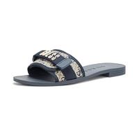 GUESS Femme Elyze Sandale Plate, Logo Bleu foncé 401, 41 EU