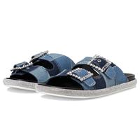 GUESS Femme Funzy Sandale Plate, Patchwork Bleu Denim Moyen 420, 41 EU