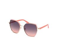 Guess Femme GU00108 74B Lunettes de soleil Métal Rose Fumée Géométrique Normale