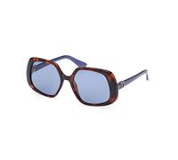 Guess Femme GU7862 53V Lunettes de soleil Plastique Havane Bleu Géométrique Normale