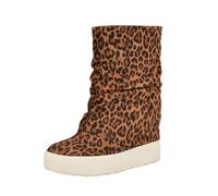 Guess Femme Guinna Botte mi-Mollet, Daim Marron léopard 212, 35 EU