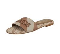 GUESS Femme Harini Sandale Plate, Marron Moyen/Rayures Blanches Multi 210, 38 EU