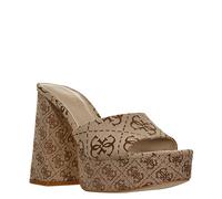 GUESS Femme Jadah Sandale à Talon, Logo Marron Moyen, 39 EU