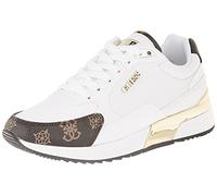 GUESS Femme Moxea Baskets, White Brown Ochra, 40 EU