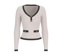 Guess, Femme, Pulls, Blanc, Taille: 38 FR Pull avec Bordure Contrastée
