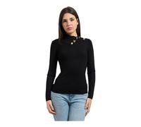Guess, Femme, Pulls, Noir, Taille: 38 FR Priscilla Button-Detail Sweater