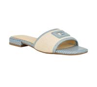 GUESS Femme Tampa Sandale Plate, Bleu Clair, Beige, Multicolore, 38 EU