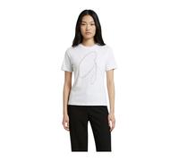 Guess, Femme, Tops, Blanc, Taille: 38 FR T-shirt à Manches Courtes Orné de Strass