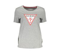 Guess, Femme, Tops, Gris, Taille: 36 FR T-shirt Gris Élégant avec Logo Imprimé