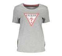Guess, Femme, Tops, Gris, Taille: 36 FR Tee-shirt Gris à Col Rond avec Logo
