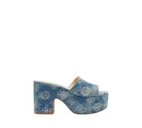 GUESS Femme Yapplea Sandale à Talon, Logo Denim Bleu, 11