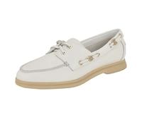 GUESS Femme Yomaya Chaussure Bateau, Cuir Blanc 140, 35 EU