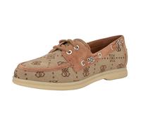GUESS Femme Yomaya Chaussure Bateau, Logo en Daim Marron Moyen 210, 38.5 EU