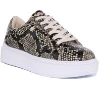 Guess Fl8Hilele12 Hilan Femmes Python-Print Trainer En Noir Gris Taille EU 36-42