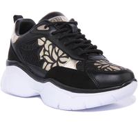 GUESS Floral Art Textile Chaussures Femmes Baskets Noir Or UK 3 - 8