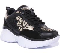 Guess Floral Art Textile Femme Baskets Noir Or UK 3 - 8