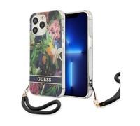 Guess Flower Cord Crossbody Case, Bleu - iPhone 13 Pro