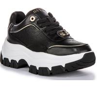 GUESS Fltberele12 Berrett en Relief 4G Logo Femmes Baskets Noir Or UK 3 - 8