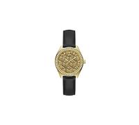 Guess Montre Femme G Gloss – Acier doré, cuir noir GW0608L2