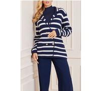 GUESS Gaia Sweater Waffle Blue And White Cardigan Strip Taille: S | Cardigans Outlet | Femme | Bleu