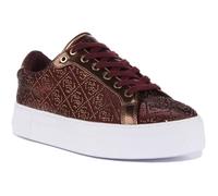 Guess Garmini Baskets synthétiques à lacets avec logo 4G strass pour femmes en vin (Vin, 38) 37