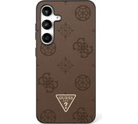 Guess Gaufré à chaud Motif pivoine Triangle Logo MagSafe Samsung Galaxy S25 brun