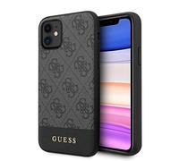 Guess Glitter 4G Stripe Collection Coque pour iPhone 11 Gris