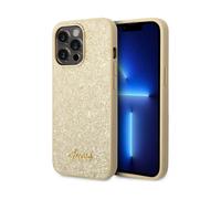 Guess Glitter Flakes Metal Logo Cover Gold - iPhone 14 Pro Max