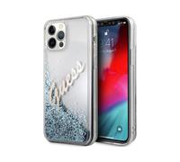 Guess Glitter Vintage Script Case, bleu - iPhone 12 Pro Max