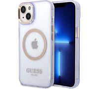 Guess Gold Outline Translucent MagSafe - Étui pour iPhone 14 (Violet)