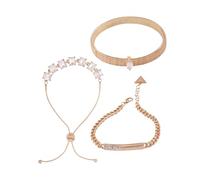 GUESS Goldtone Lot de 3 bracelets mixtes avec pierres de cristal