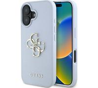Guess Grainé Grand Logo 4G Petit Logo Classique Apple iPhone 16 bleu