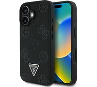 Guess Grainé Hot Stamp Peony Triangle Logo MagSafe Apple iPhone 16 noir