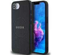 Guess Grained Ring MagSafe - étui pour iPhone 16e (noir)