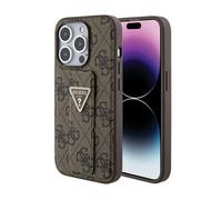 Guess Grip Stand 4G Triangle Strass Logo - Coque iPhone 15 Pro Max (marron)