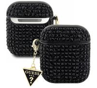Guess GUA2HDGTPK Cache AirPods 1/2, noir/pendentif triangulaire en strass noir