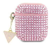 Guess GUA2HDGTPP Coque pour AirPods 1/2 Rose Strass Triangle Charm