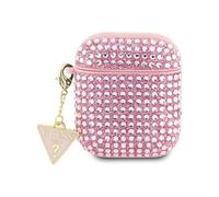 Guess GUA2HDGTPP Étui à breloques triangle en rhinestone, rose - AirPods 1/2