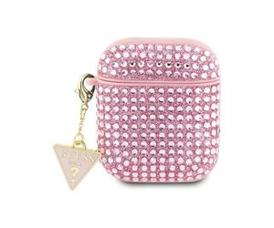 Guess GUA2HDGTPP Étui à breloques triangle en rhinestone, rose - AirPods 1/2