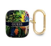 Guess GUA2HHFLB Coque AirPods niebieski/bleu Collection Strap Fleur, ?tui pour ?couteurs + casque, Bleu