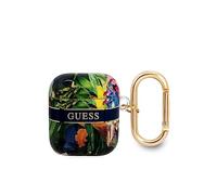 Guess GUA2HHFLB Étui de Protection pour AirPods Bleu/Blue Flower Strap Collection