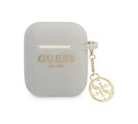 Guess case for Airpods / Airpods 2 GUA2LSC4EG grey Logo 4G Charm, ?tui pour ?couteurs + casque, Gris