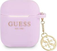 Guess GUA2LSC4EU AirPods 1/2-couverture violet/violet en silicone Charme Collection 4G