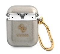 Étui pour AirPods en Silicone gel Finition pailletée Logo en relief Guess Noir G