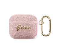 Guess GUA3SASMP Etui en métal Saffiano Script, rose - AirPods 3