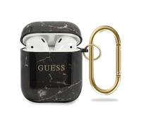Guess GUACA2TPUMABK AirPods 1/2 Cover noir/noir Marble Collection Housse de protection
