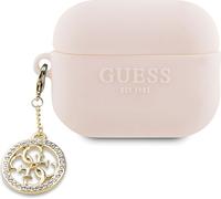 Guess GUAP23DSLGHDP Etui pour AirPods Pro 2 Rose Caoutchouc 3D 4G Diamond Charm