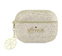 Guess GUAP2GLGSHD Coque pour AirPods Pro 2 Doré Paillettes Flake 4G Charm