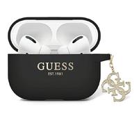 Guess GUAP2LECG4K Coque de Protection pour AirPods Pro 2 Noir Silicone Liquide Paillettes Triangle Charm